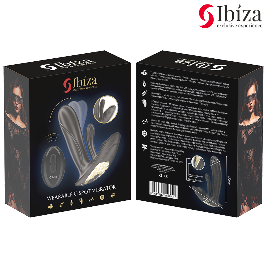 IBIZA - DRAAGBARE VIBRATOR MET G-PUNT- EN CLITORISSTIMULATIE MET AFSTANDSBEDIENING