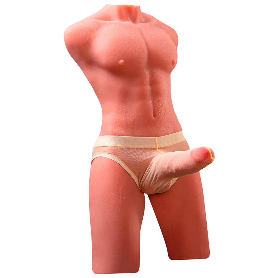 XISE - JASON REALISTISCHE MANNENTORSO HALF LICHAAM MET STOOTFUNCTIE EN TRILLING 55 CM