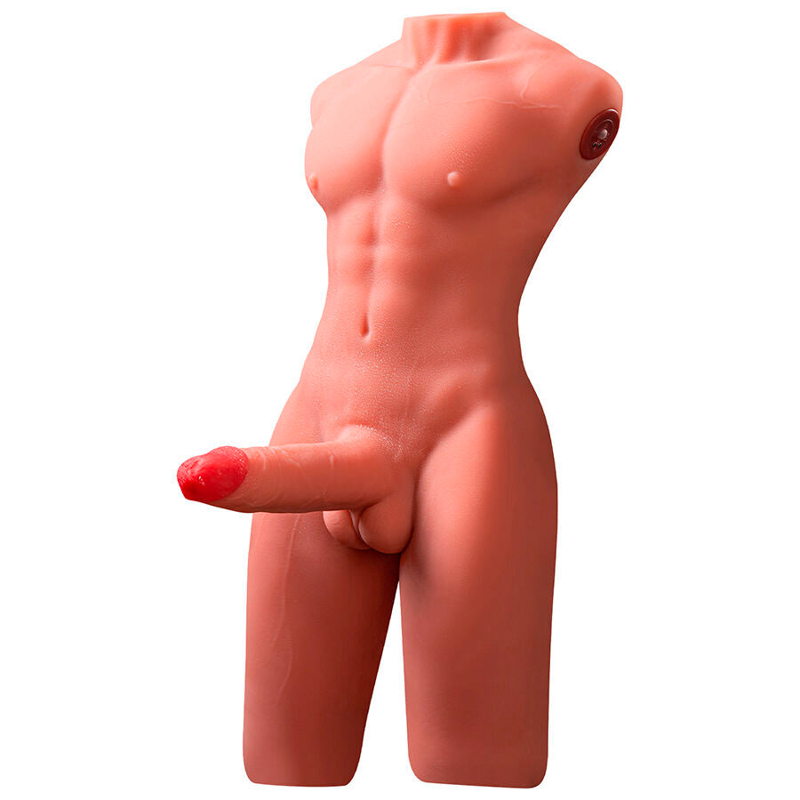 XISE - JASON REALISTISCHE MANNENTORSO HALF LICHAAM MET STOOTFUNCTIE EN TRILLING 55 CM