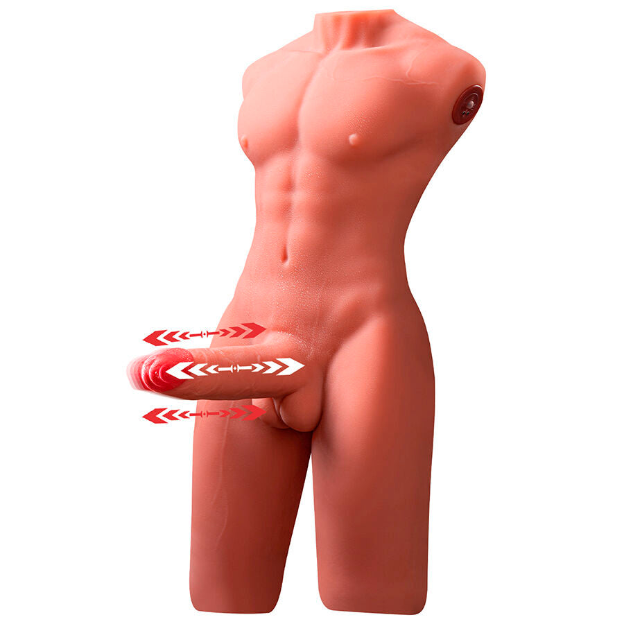 XISE - JASON REALISTISCHE MANNENTORSO HALF LICHAAM MET STOOTFUNCTIE EN TRILLING 55 CM