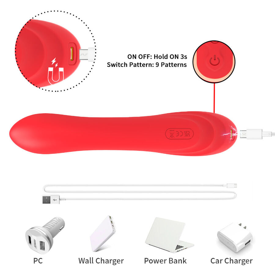 ARMONY - G-SPOT EN KLITORIS STIMULATOR VIBRATOR MET OSCILLERENDE TONG ROOD
