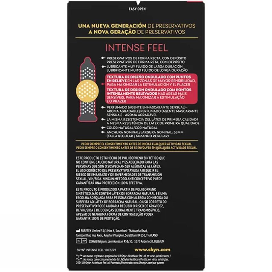 SKYN - INTENSE FEEL GECONTEXTUREERD CONDOOM MET GOLVEND ONTWERP 10 STUKS