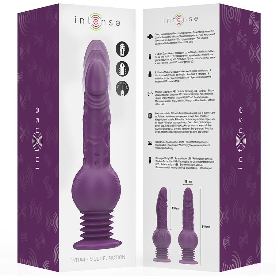INTENSE - TATUM MULTIFUNCTIONELE VIBRATOR MET OP EN NEER VIBRATIE 24 CM PAARS