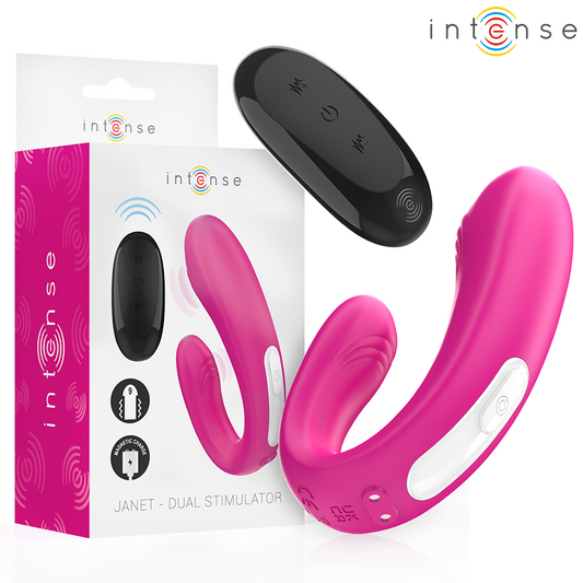 INTENSE - JANET DUAL U-VORMIGE STIMULATOR EN VIBRATOR MET AFSTANDSBEDIENING ROZE