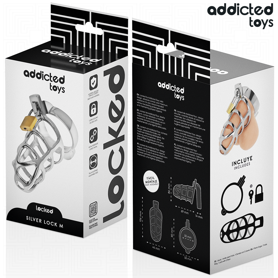 ADDICTED TOYS LOCKED - ZILVEREN PENISKKOOI METAAL MAAT M
