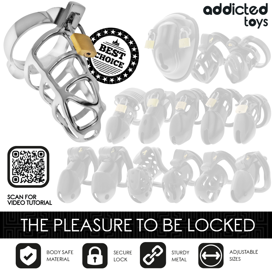 ADDICTED TOYS LOCKED - ZILVEREN METALEN PENISKOOI MAAT S