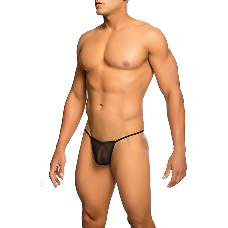 MOB - TRANSPARENT T-SHAPED THONG BLACK SIZE S/M