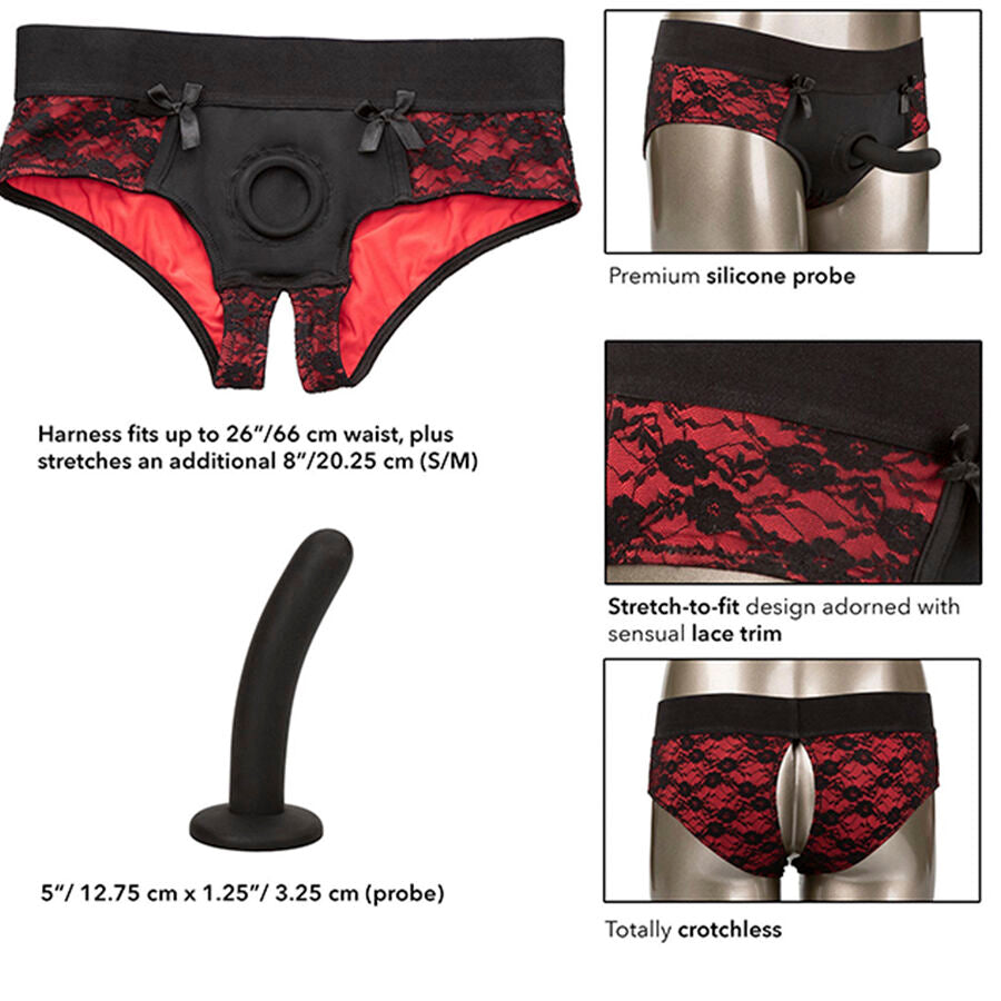 CALEXOTICS - SCANDAL SET VAN OPEN KRUIS SLIPJES MET DILDO MAAT S/M