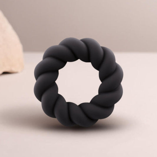 ROCKS-OFF - TWIST ZWARTE SILICONEN MASTURBATOR RING