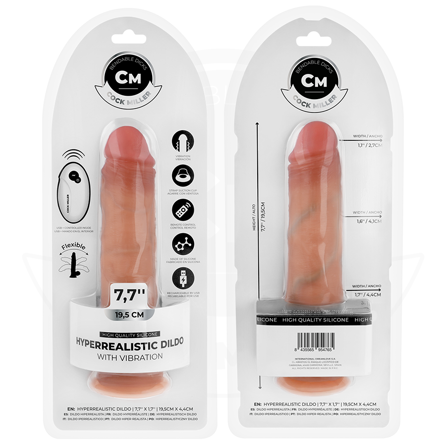 COCK MILLER - REALISTISCHE DILDO MET ZUIGNAP EN AFSTANDSBEDIENING TRILLING 19,5 CM