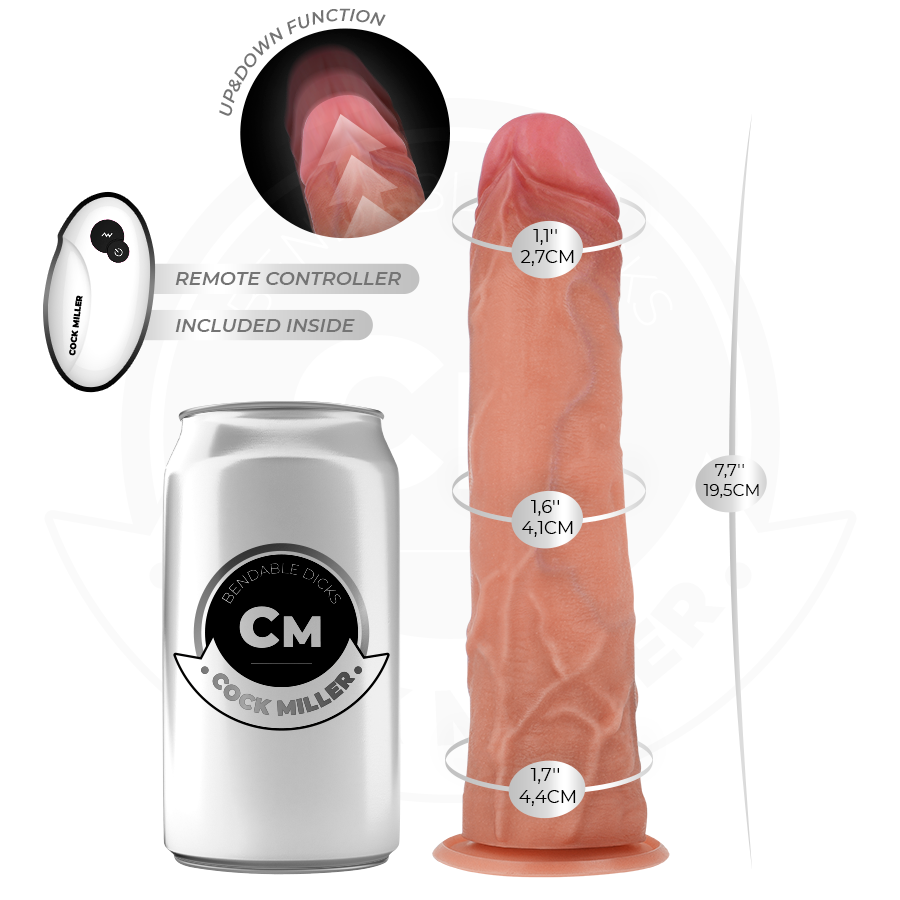 COCK MILLER - HYPERREALISTISCHE DILDO MET ZUIGNAP EN AFSTANDSBEDIENING VOOR STOTEN 19,5 CM