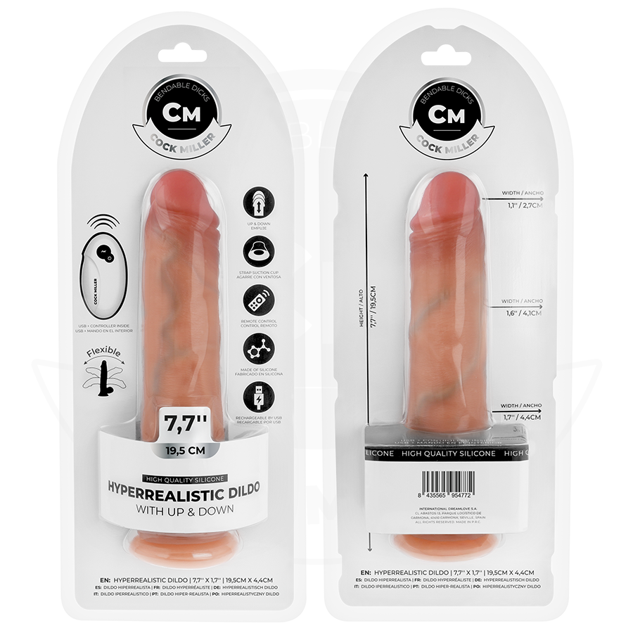 COCK MILLER - HYPERREALISTISCHE DILDO MET ZUIGNAP EN AFSTANDSBEDIENING VOOR STOTEN 19,5 CM