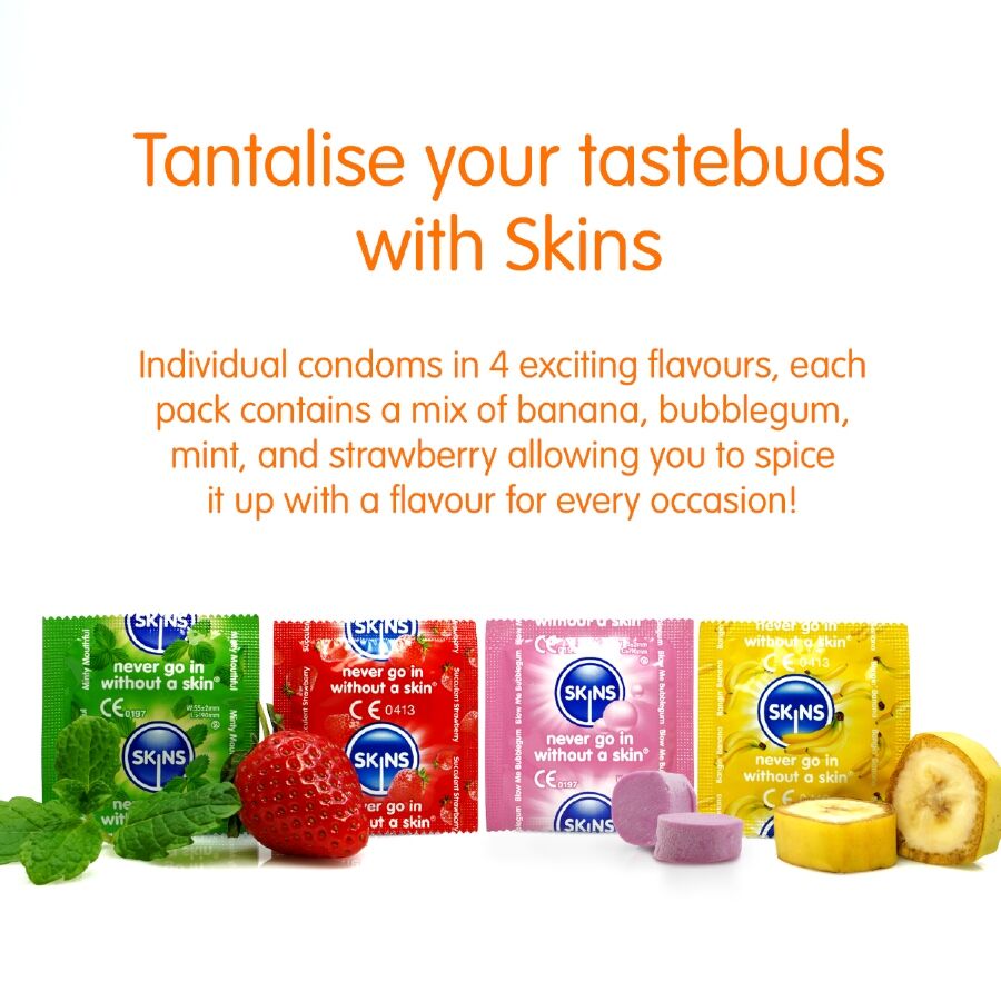SKINS - CONDOOMS MET MEERDERE SMAKEN, PREMIUM, PAK VAN 8