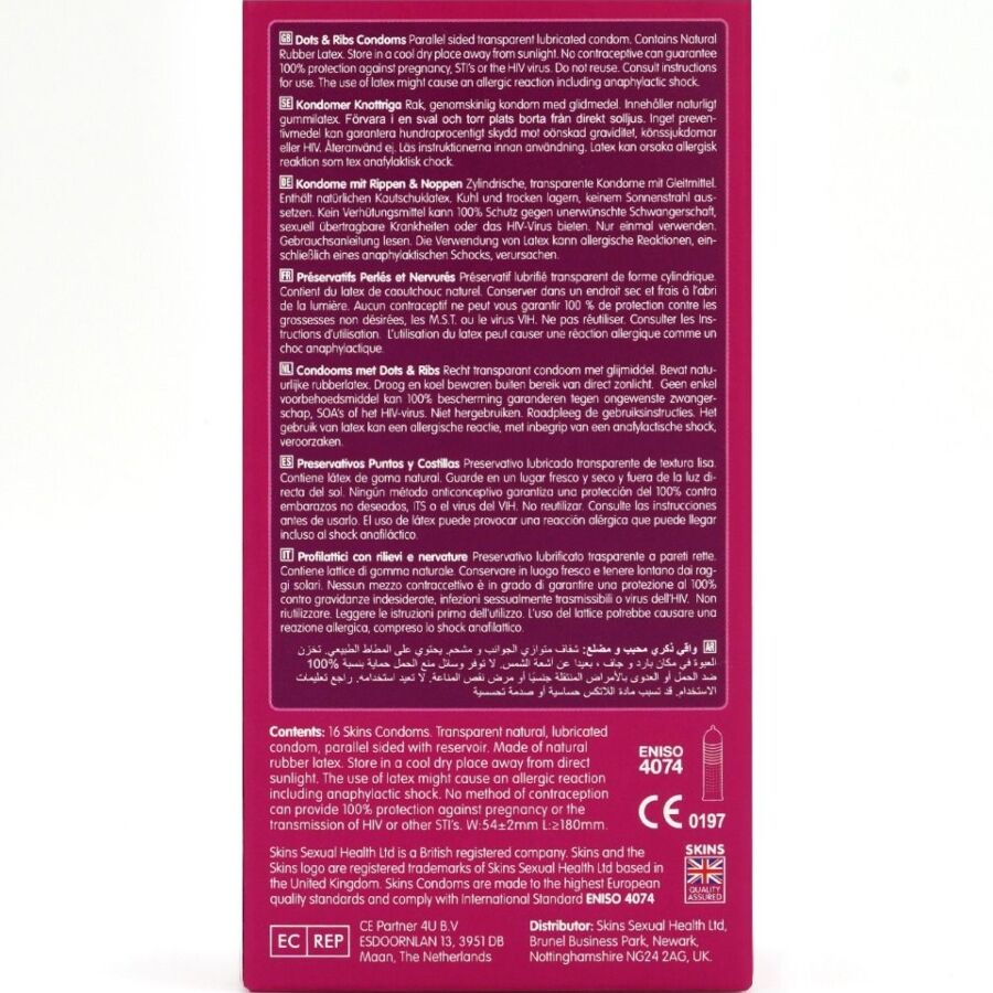SKINS - DOTS & RIBS PREMIUM CONDOMS PAK 16