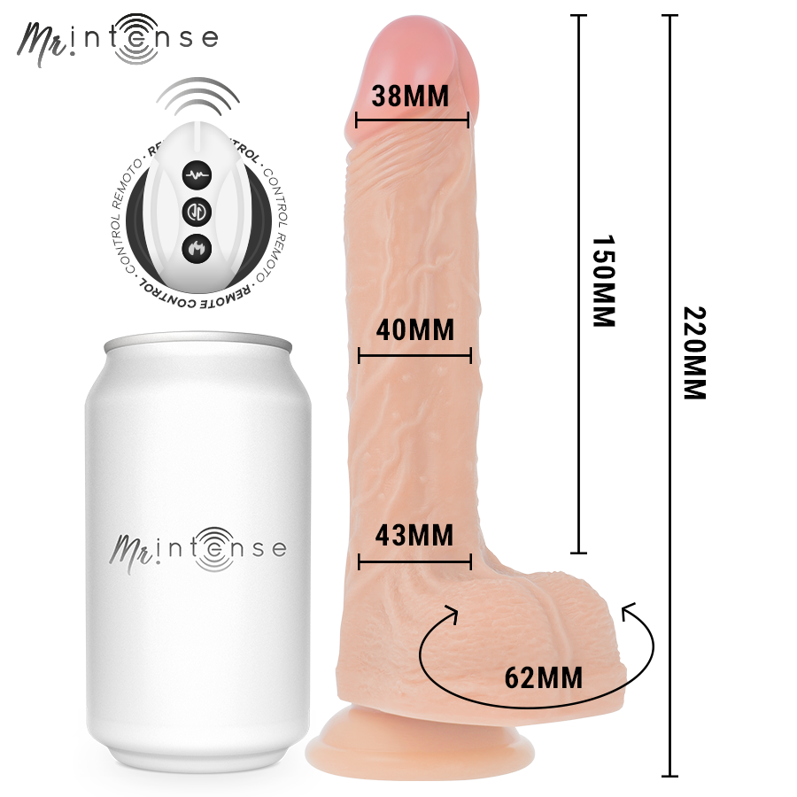 MR INTENSE - BROSNAN REALISTISCH MULTIFUNCTIONEEL MET VIBRATIE, OP EN NEER AFSTANDSBEDIENING, 22 CM - OF - 4 CM