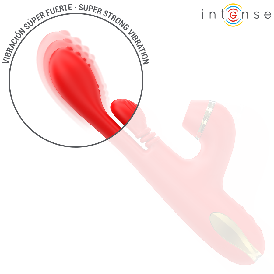 INTENSE - KATY MULTIFUNCTION CLITORIS STIMULATOR 4 INTERCHANGEABLE HEADS RED