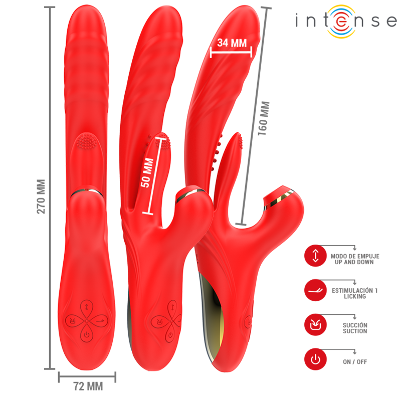 INTENSE - KAROL MULTIFUNCTIONELE VIBRATOR STOTEN & STIMULATIE & STIMULERENDE GOLVEN ROOD