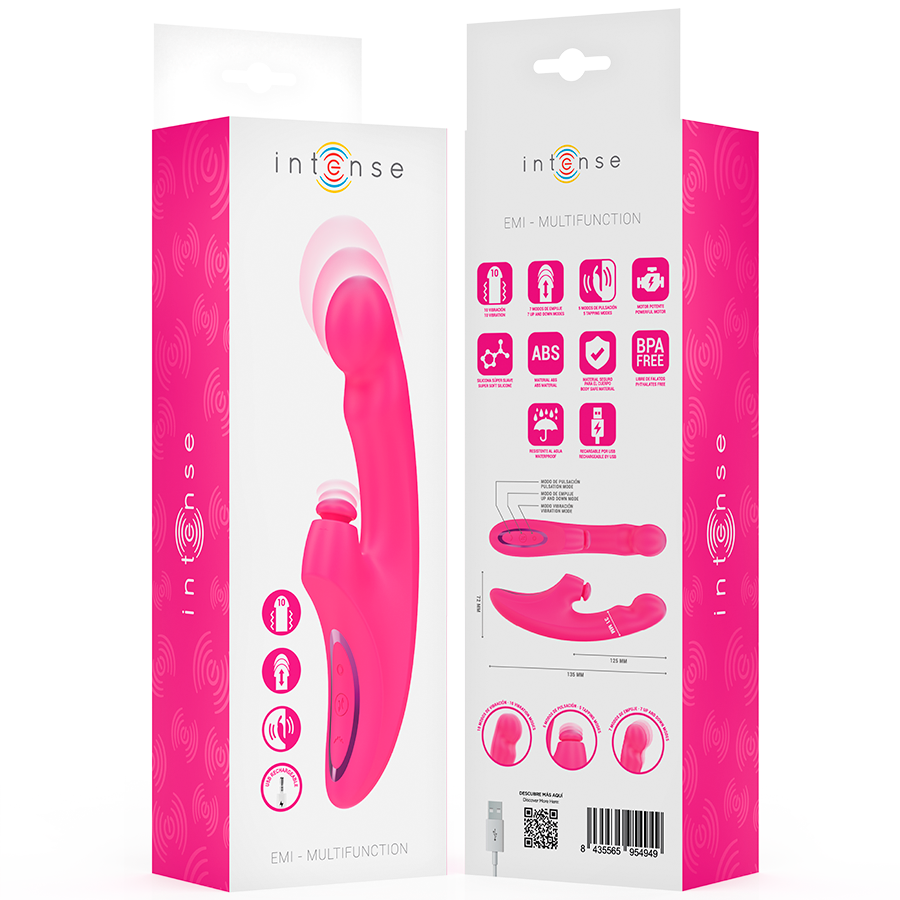 INTENSE - EMI VIBRATOR 13,5 CM MULTIFUNCTIONEEL 3-IN-1 10 TRILLINGEN ROZE
