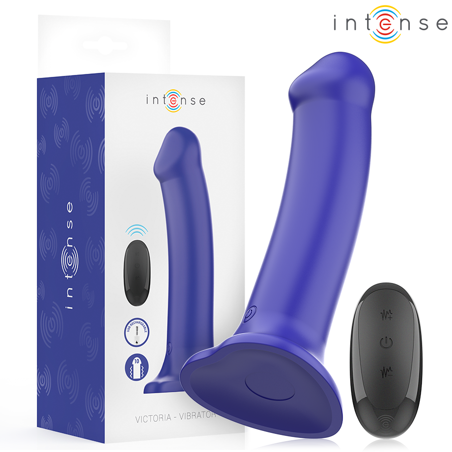 INTENS - VICTORIA VIBRATOR MET ZUIGNAP 10 TRILLINGEN DONKERBLAUW AFSTANDSBEDIENING