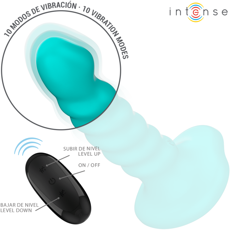 INTENSE - BUFFY VIBRATOR MAAT S SPIRAALVORMIG ONTWERP 10 TRILLINGEN BLAUWE AFSTANDSBEDIENING