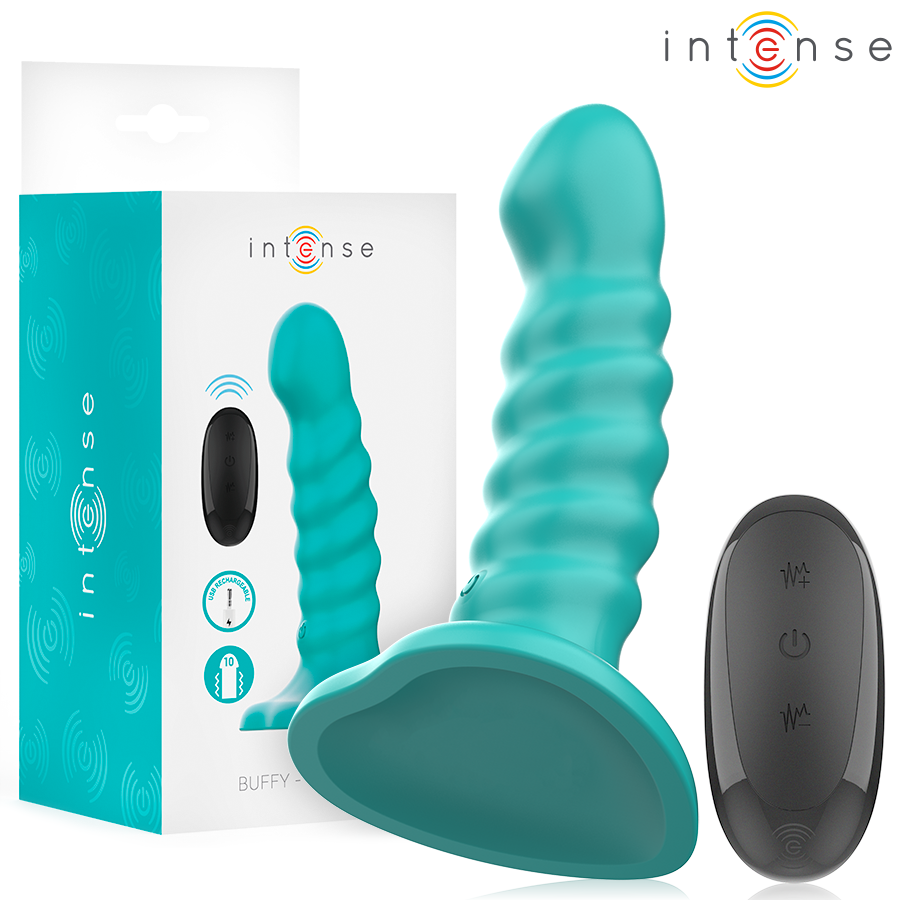 INTENSE - BUFFY VIBRATOR MAAT S SPIRAALVORMIG ONTWERP 10 TRILLINGEN BLAUWE AFSTANDSBEDIENING