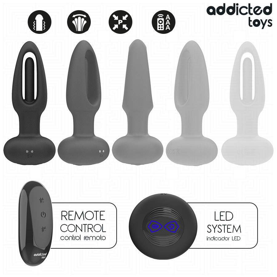ADDICTED TOYS - ANAALPLUG MET TRILLENDE TONG EN AFSTANDSBEDIENING