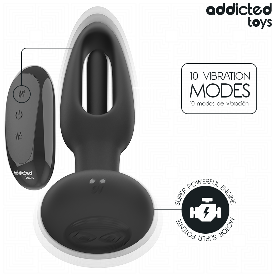 ADDICTED TOYS - ANAALPLUG MET TRILLENDE TONG EN AFSTANDSBEDIENING