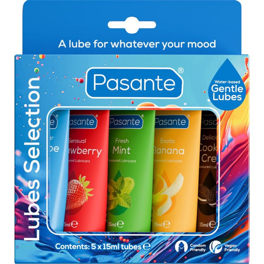 PASANTE - PAK GEVARIEERDE SMAAK GLEIDMIDDELEN 5 STUKS X 15 ML