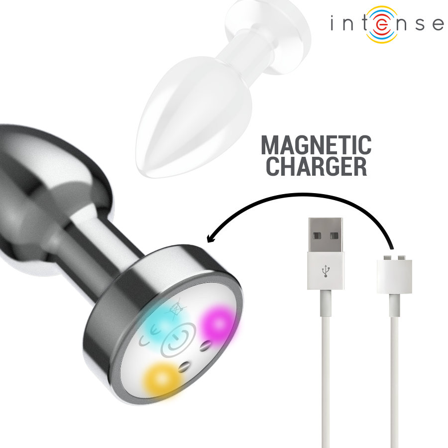 INTENSE - TRILLENDE METALEN ANALE PLUG MET LED-VERLICHTING EN AFSTANDSBEDIENING - MAAT S