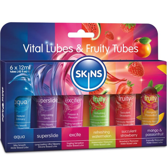SKINS - VITAL & FRUITY LUBES KIT GLIJMIDDELEN 6 x 12 ML