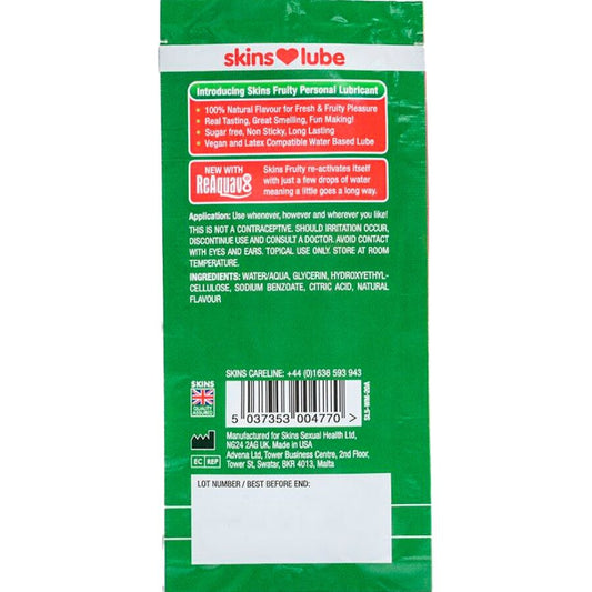 SKINS - FRUITIGE GLIJMIDDEL OP WATERBASIS WATERMELOEN EENMALIGE DOSIS 5 ML