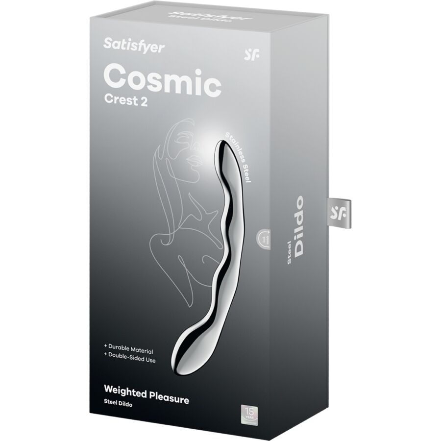 SATISFYER - COSMIC CREST 2 ROESTVRIJ STALEN DUBBELZIJDIGE DILDO