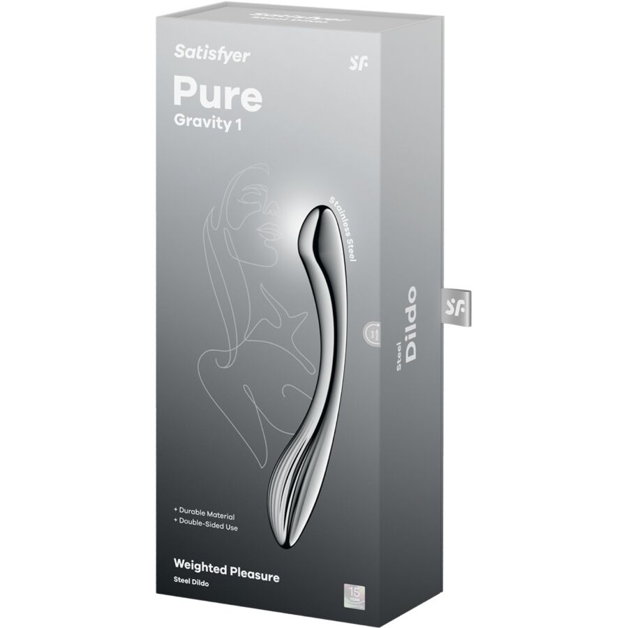 SATISFYER - PURE GRAVITY 1 ROESTVRIJ STALEN DUBBELZIJDIGE DILDO