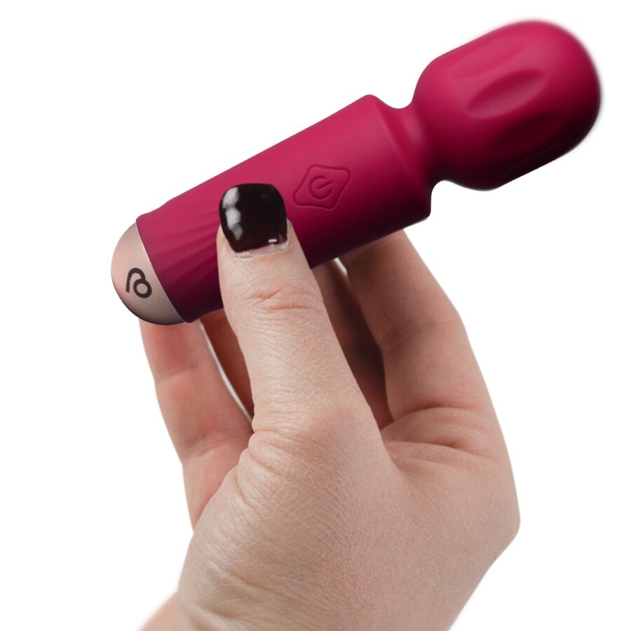 ROCKS-OFF - MINI STAAFWAND MASSAGER OPLAADBAAR 16 FUNCTIES BORDEAUX