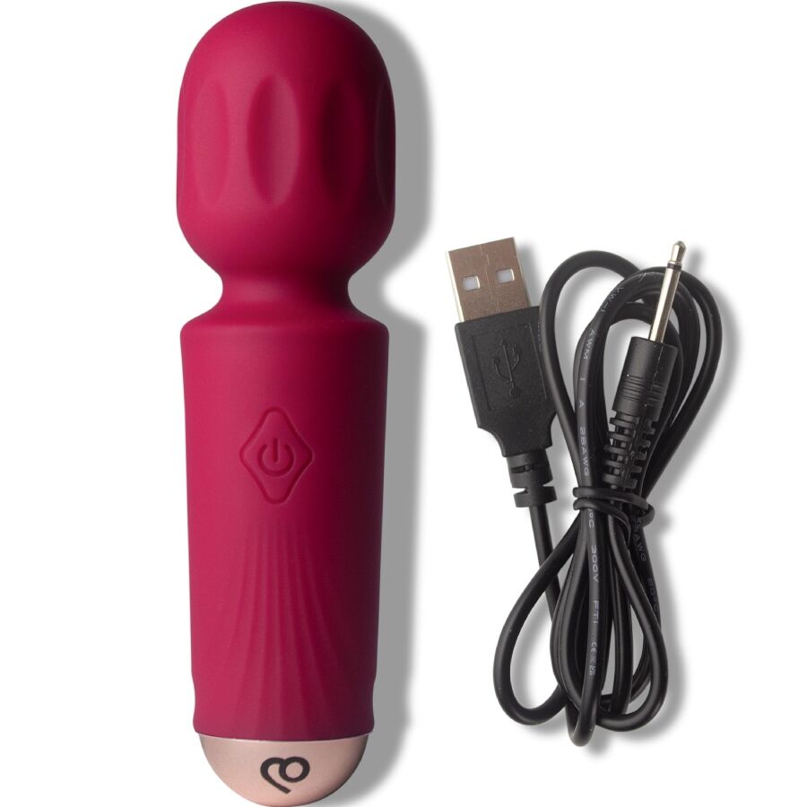 ROCKS-OFF - MINI STAAFWAND MASSAGER OPLAADBAAR 16 FUNCTIES BORDEAUX