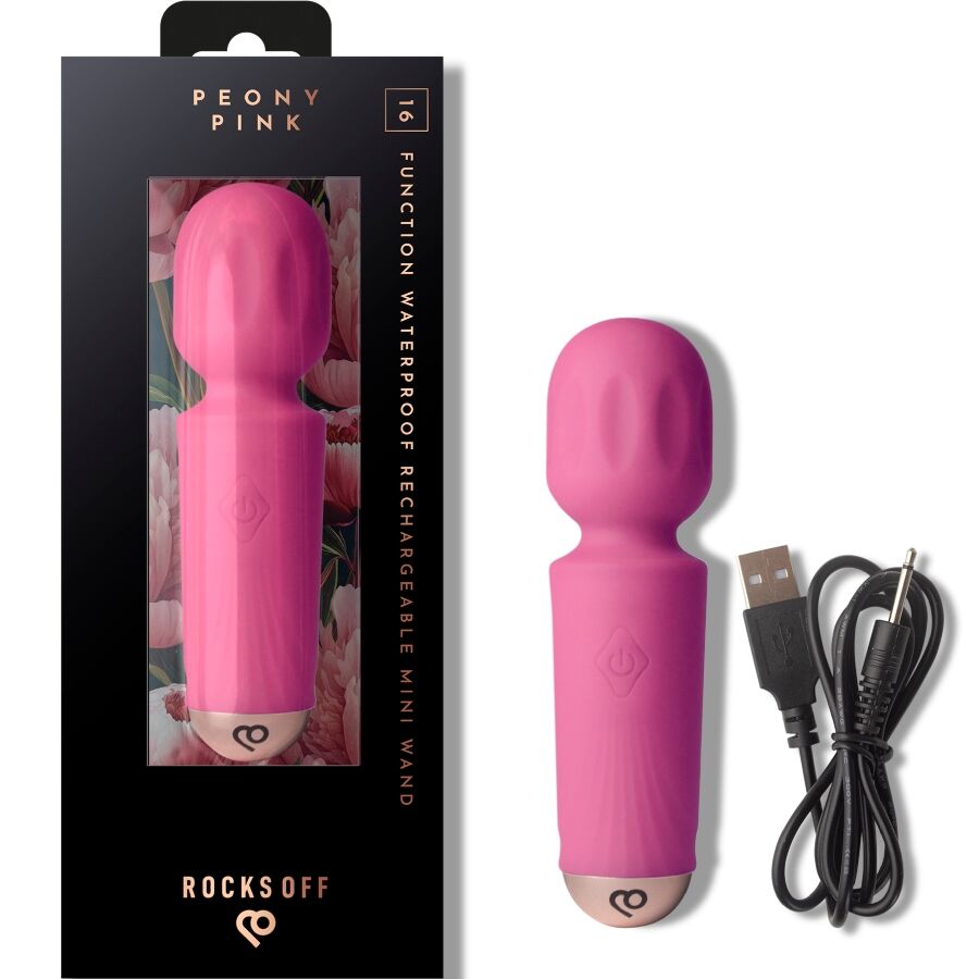 ROCKS-OFF - MINI OPLAADBARE WAND 16 FUNCTIES PEONY PINK
