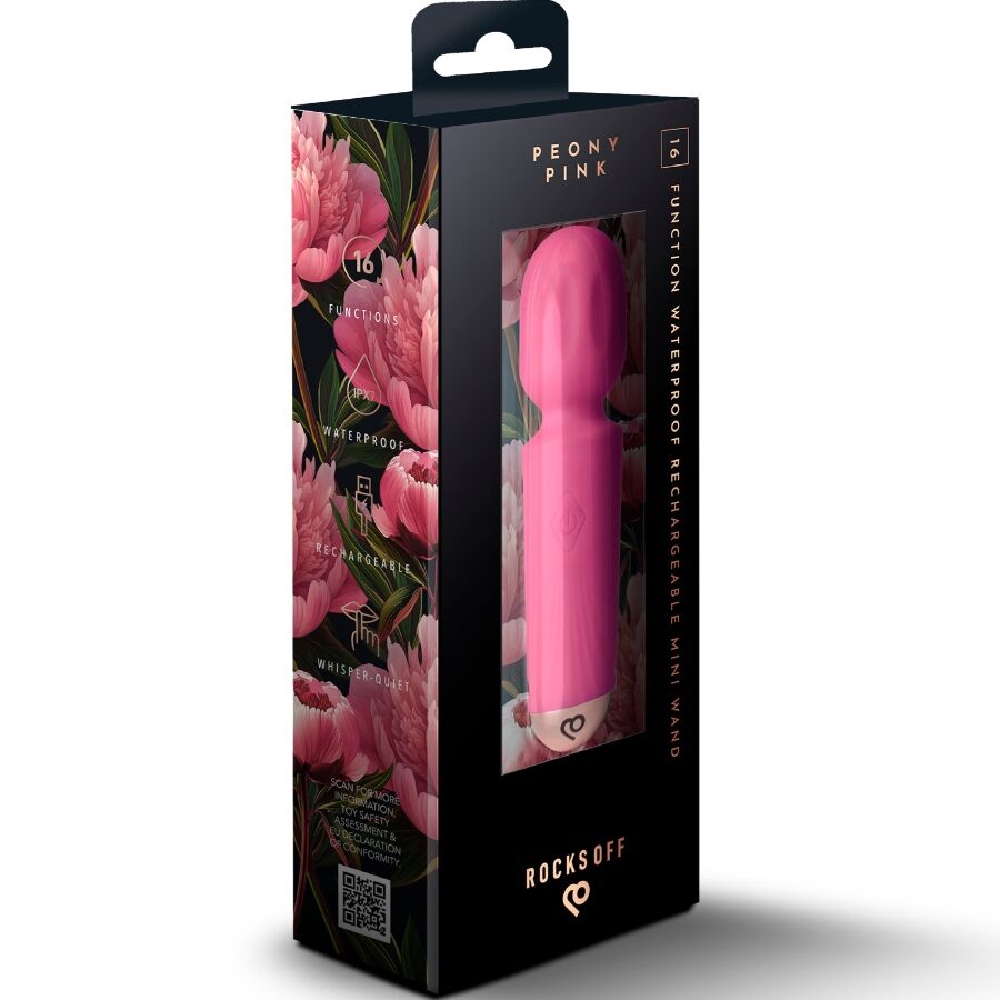 ROCKS-OFF - MINI OPLAADBARE WAND 16 FUNCTIES PEONY PINK