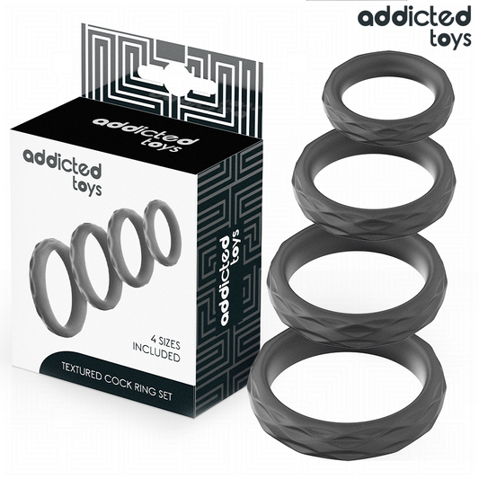 ADDICTED TOYS - GETEXTUREERDE PIEMELRING SET 4 MATEN