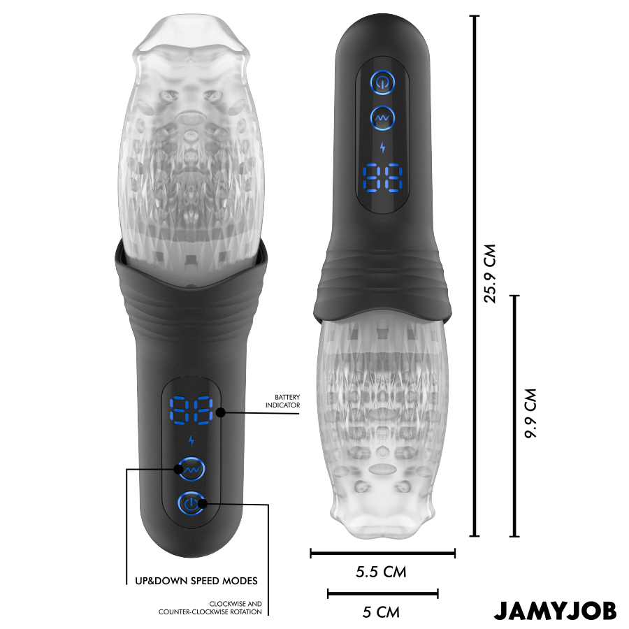 JAMYJOB - BLOW-R MASTURBATOR MET STOTEN EN ROTATIE