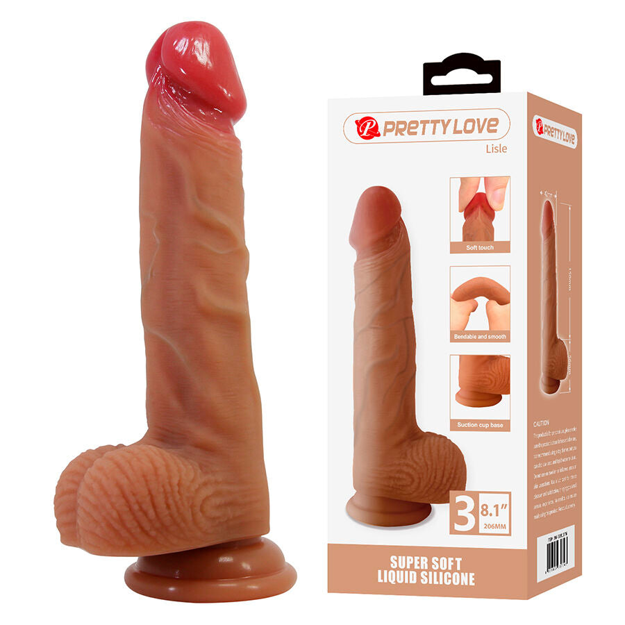PRETTY LOVE - LISLE REALISTISCHE DILDO MET ZUIGNAP 20,6 CM -Ø- 4,2 CM