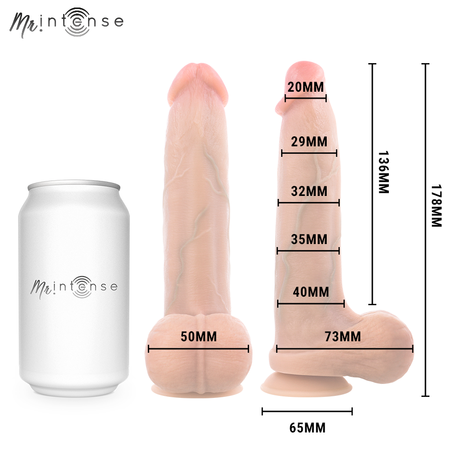 MR INTENSE - BRUCE S SILICONEN DILDO MET TESTIKELS 17,8 CM -Ø- 4 CM