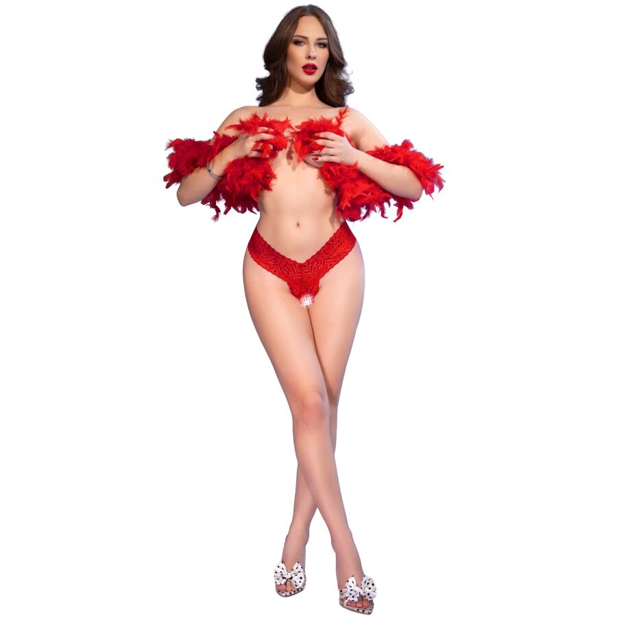 CHILIROSE - CR 4885 RED OPEN-CROTCH THONGS XL