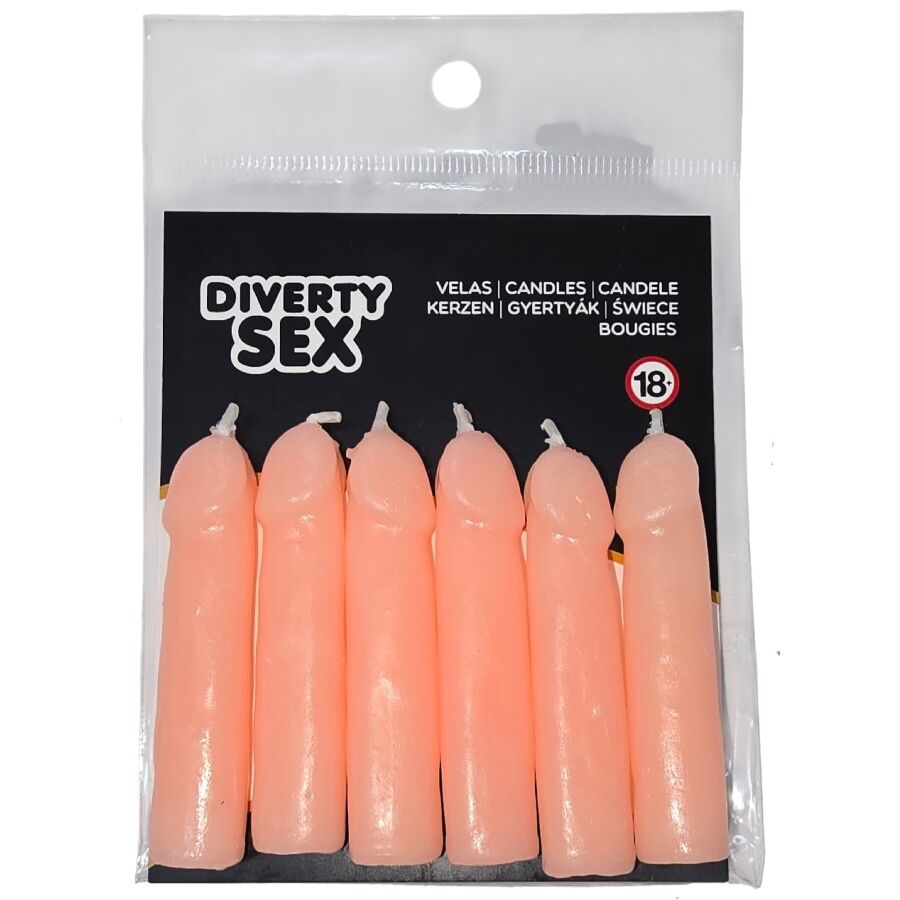 DIABLO PICANTE - 6 FLESH PENIS SHAPED CANDLES