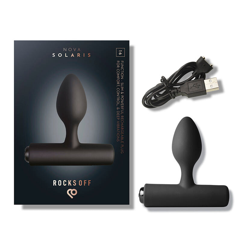 ROCKS-OFF - NOVA SOLARIS OPLAADBARE SLANKE & KRACHTIGE ANALE PLUG 16 FUNCTIES ZWART