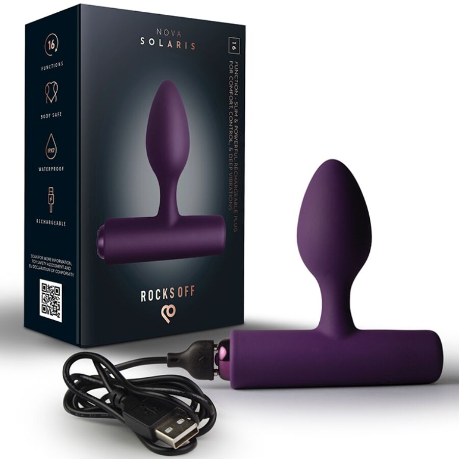 ROCKS-OFF - NOVA SOLARIS OPLAADBARE SLANKE & KRACHTIGE ANALE PLUG 16 FUNCTIES PAARS