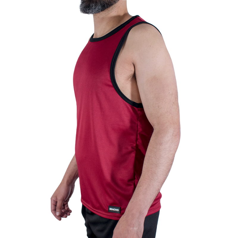 MACHO - CMV003 MAROON GYM T-SHIRT L/XL