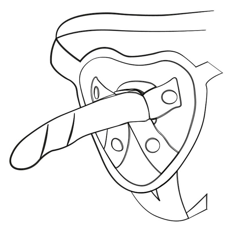 ROMP - PICCOLO HARNAS + SILICONEN DILDO MET DRIEKLEURIGE ZUIGNAP 14 CM