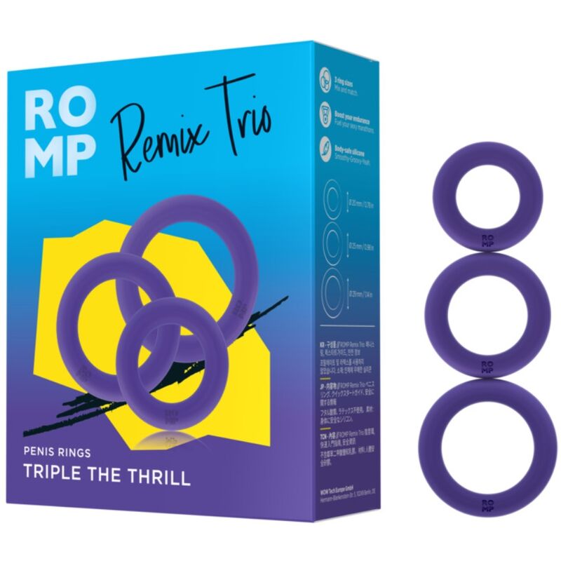 ROMP - REMIX TRIO SET VAN 3 PAARSE SILICONEN PIEMELRINGEN
