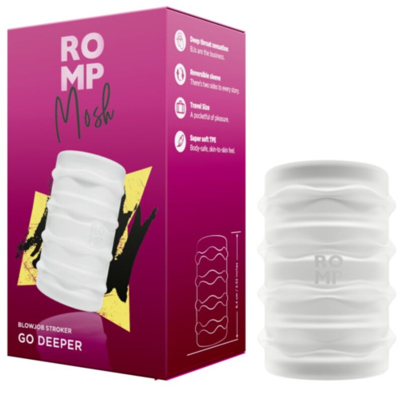 ROMP - MOSH TRANSPARANTE MALE MASTURBATOR MET 6 CM OMKEERBARE SCHEDE