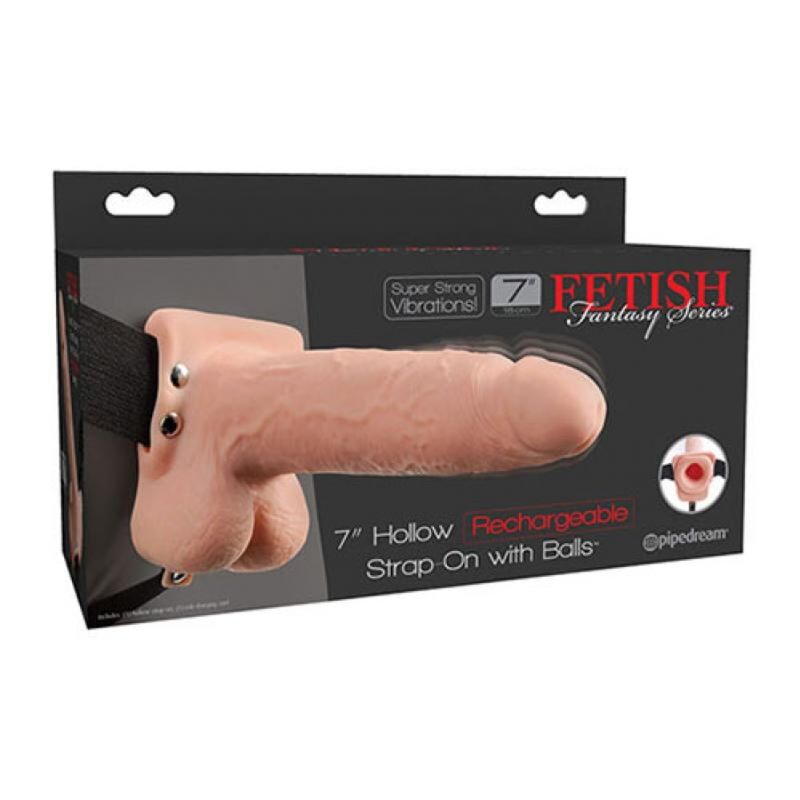 FETISH FANTASY SERIES - REALISTISCHE TRILLENDE HOLLE STRAP-ON MET BALLEN 17,8 CM